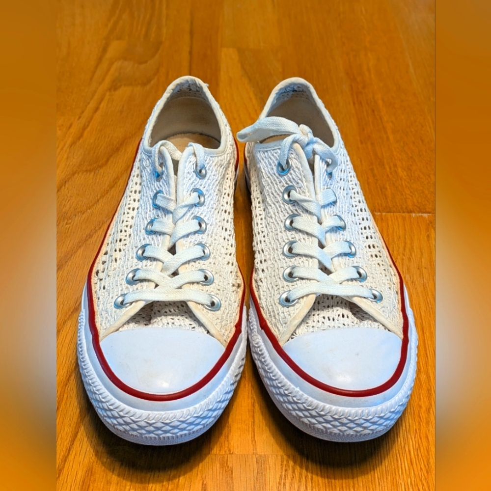 Womens Converse CTAS White Knit Perforated Low Top Sneakers Shoes Size 7